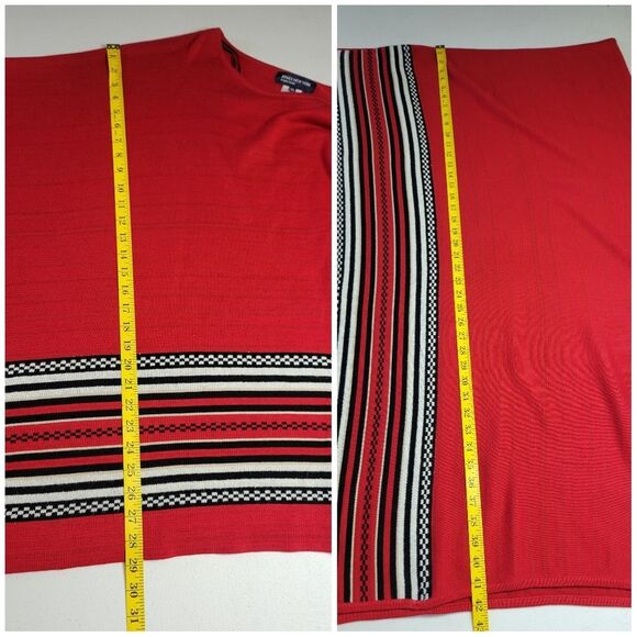 Jones New York Red Striped Women's Poncho - Picture 11 of 11